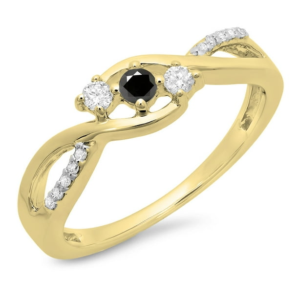 Dazzlingrock Collection 10kt Yellow Gold Womens Round Black Color Enhanced Diamond Cluster Ring 3/8 ctw Dazzlingrock Collection 10kt Yellow Gold Womens Round Black Color Enhanced Diamond Cluster Ring 3/8 ctw